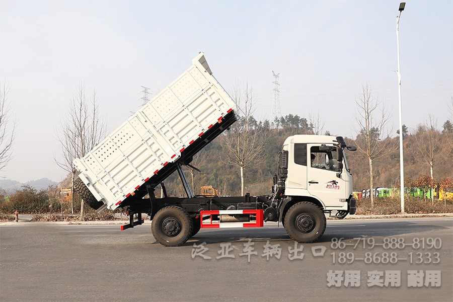 东风13吨自卸车，四驱自卸卡车，4x4自卸车，货箱加高型自卸车，越野自卸卡车，两桥矿用自卸车，自卸车出口，自卸车销售